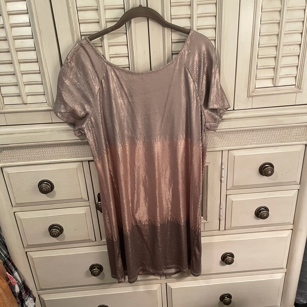 Free People Sequin Shift Dress, Open Back, size: M